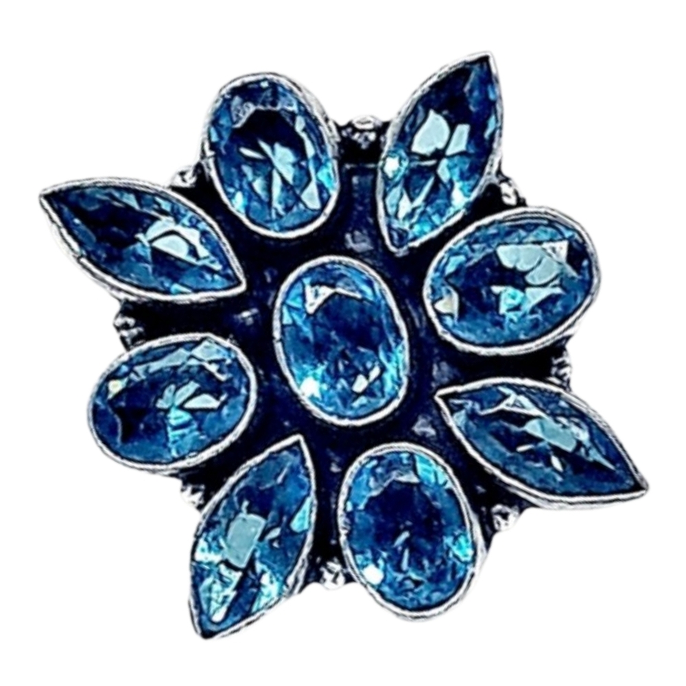 Sterling Silver London Blue Topaz Cluster Statement Ring Size 6.5 NWOT
